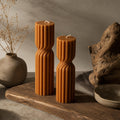 Twisted Soy Wax Pillar Candle – Unscented Handmade Sculptural Ribbed Candle