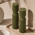 Twisted Soy Wax Pillar Candle – Unscented Handmade Sculptural Ribbed Candle