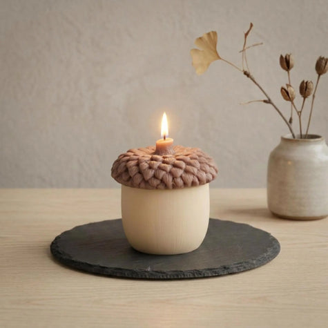Acorn Shaped Soy Wax Candle — Large Sculptural Fall Decor, Autumn Centerpiece & Housewarming Gift