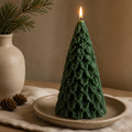 Christmas Tree Candle – side angle – handmade soy wax
