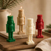 Nutcracker Candle: Sculptural Soy Wax Christmas Decor