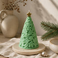 Scandinavian Christmas tree candle – embossed tree detail – soy wax
