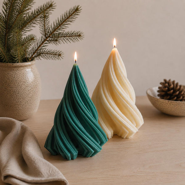 Spiral Christmas tree candle – color options – soy wax