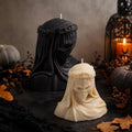 Veiled Death Candle – lit candle Halloween decor