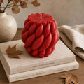 Chunky Knit Candle – side view showing height and width