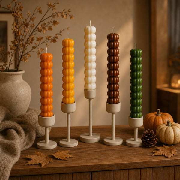Pumpkin Candle Taper – detail view of the hand-poured soy wax taper