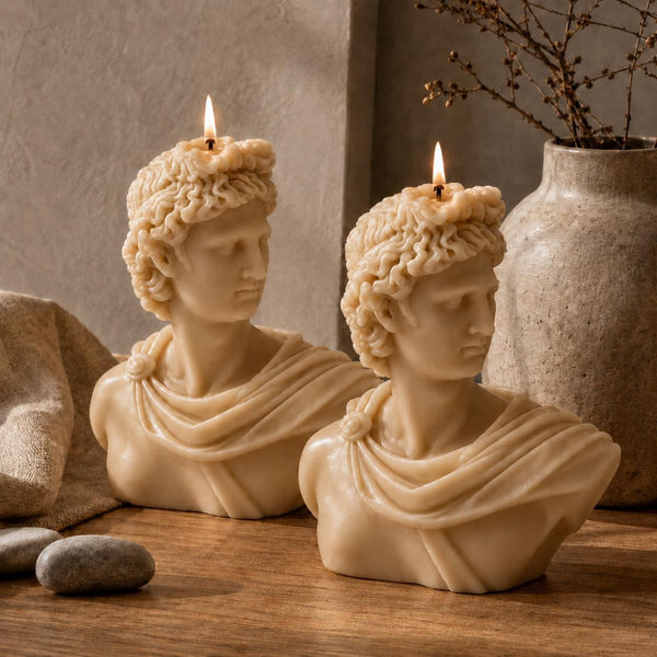 Large Greek Apollo Candle, Greek Soy Wax Sculpture, Classical Statue Decor