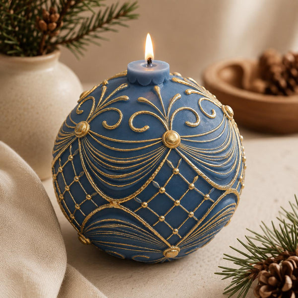 Christmas bauble candle - close-up of ornamental detail