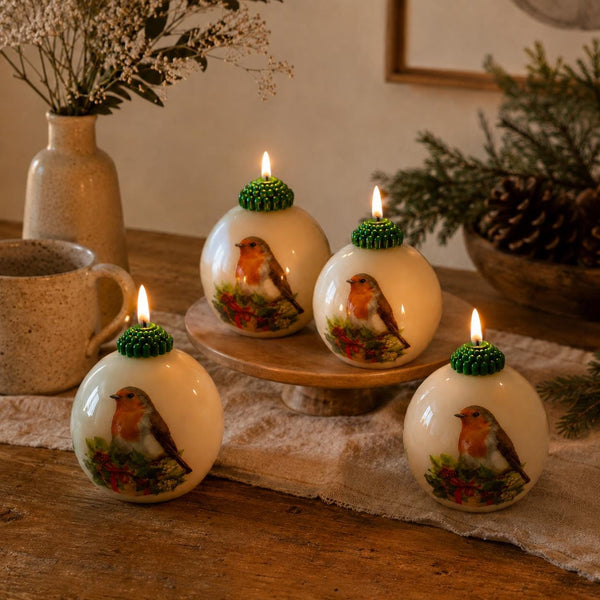 Large glass ornament candle – decorative motif detail – soy wax