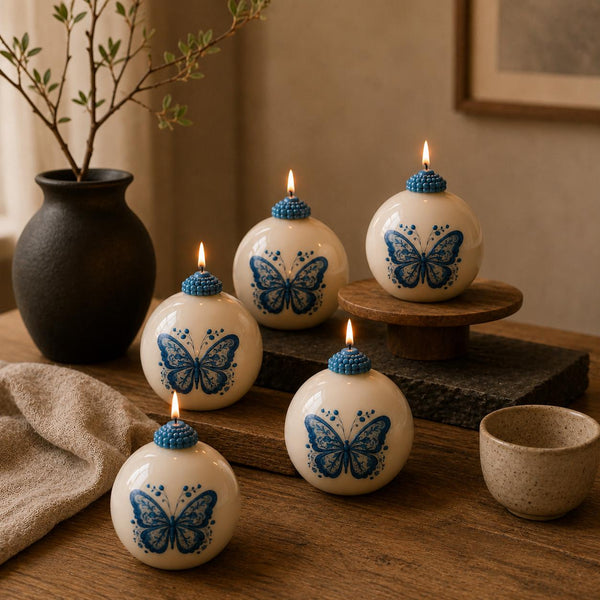 Glass bauble soy ornament candle – decorative motif detail