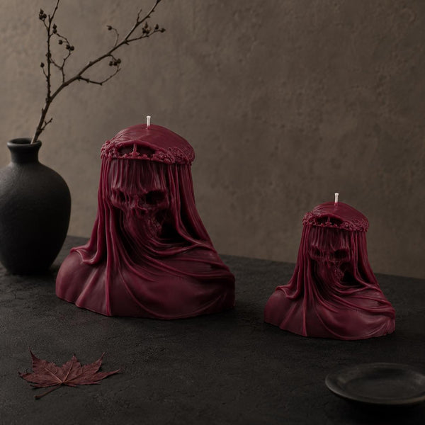 Veiled Death Candle – dark academia detail view