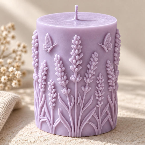 Lavender Botanical Pillar Candle – view 2