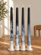 Marbled taper candles set of 2 – black and white soy wax dinner candles – view 3