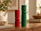 Ribbed pillar candle set of 2 – soy wax sculptural candles – view 4