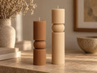 Ribbed pillar candle set of 2 – soy wax sculptural candles – view 6