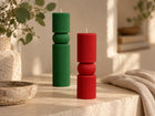 Ribbed pillar candle set of 2 – soy wax sculptural candles – view 5