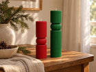 Ribbed pillar candle set of 2 – soy wax sculptural candles – view 3