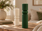 Ribbed pillar candle set of 2 – soy wax sculptural candles – view 8