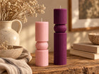 Ribbed pillar candle set of 2 – soy wax sculptural candles – view 7