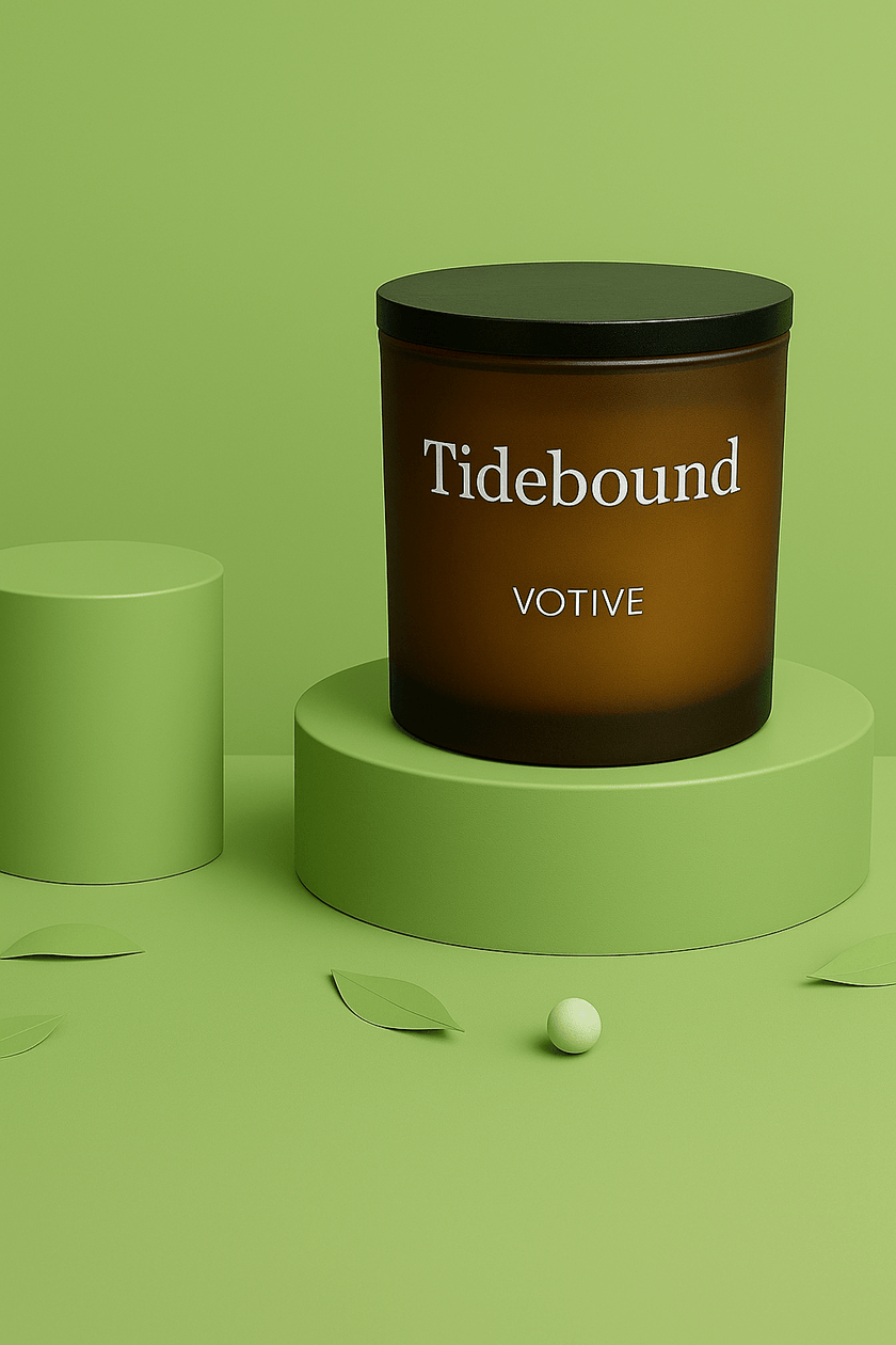 luxury soy wax candle with orange blossom, cotton and sandalwood notes