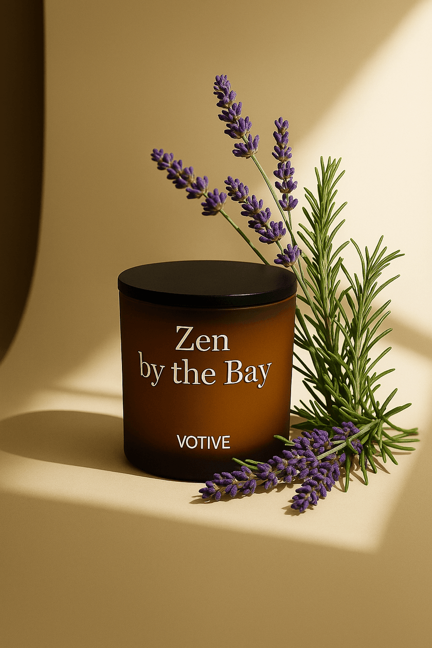 luxury soy wax candle with rosemary, neroli and lavender for mindfulness