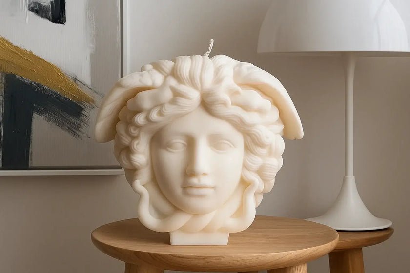 Hand-poured Medusa candle with eco-friendly soy wax
