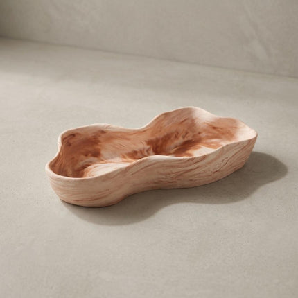 Marbled Eco Resin Wavy Bowl – Handmade Decorative Centerpiece Catch-All Dish