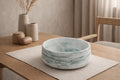 Marbled Ceramic Resin Bowl – Handmade Decorative Centerpiece – unlit display
