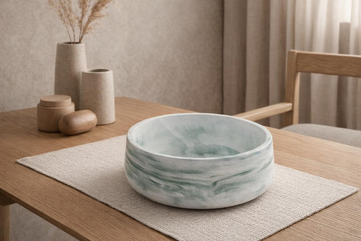Marbled Ceramic Resin Bowl – Handmade Decorative Centerpiece Dish