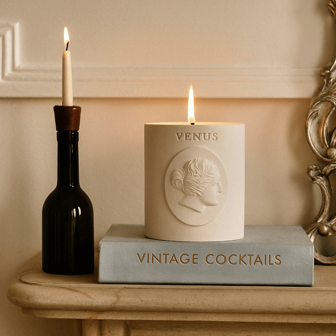 Venus Scented Candle soy wax candle — side view