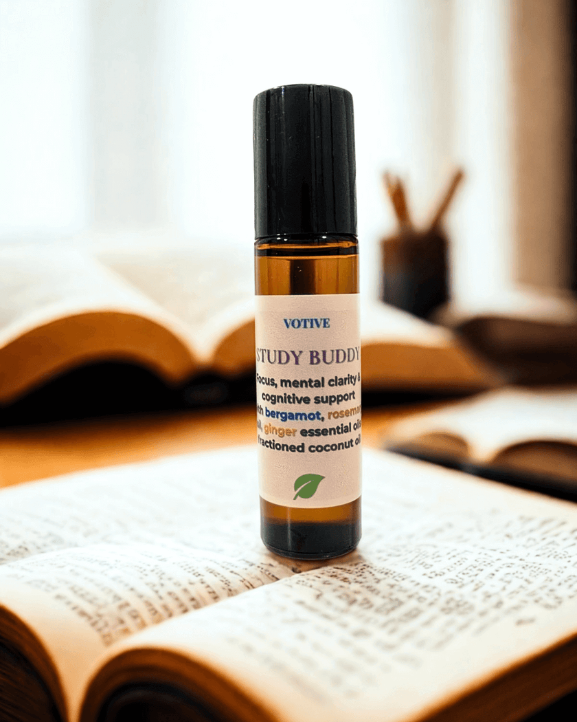 Vegan and non-GMO aromatherapy roll-ons for concentration and focus