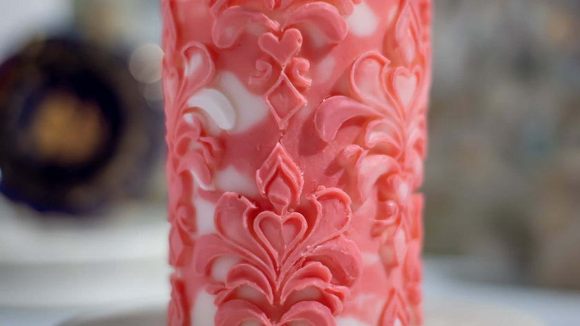 Florence decorative candle displayed on a marble tray, adding a royal and elegant ambiance to home décor.