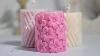 Close-up of the Sakura candle's smooth surface and cotton wick, highlighting its eco-friendly and non-toxic materials.