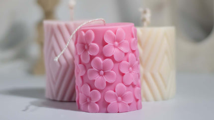 Close-up of the Sakura candle's smooth surface and cotton wick, highlighting its eco-friendly and non-toxic materials.
