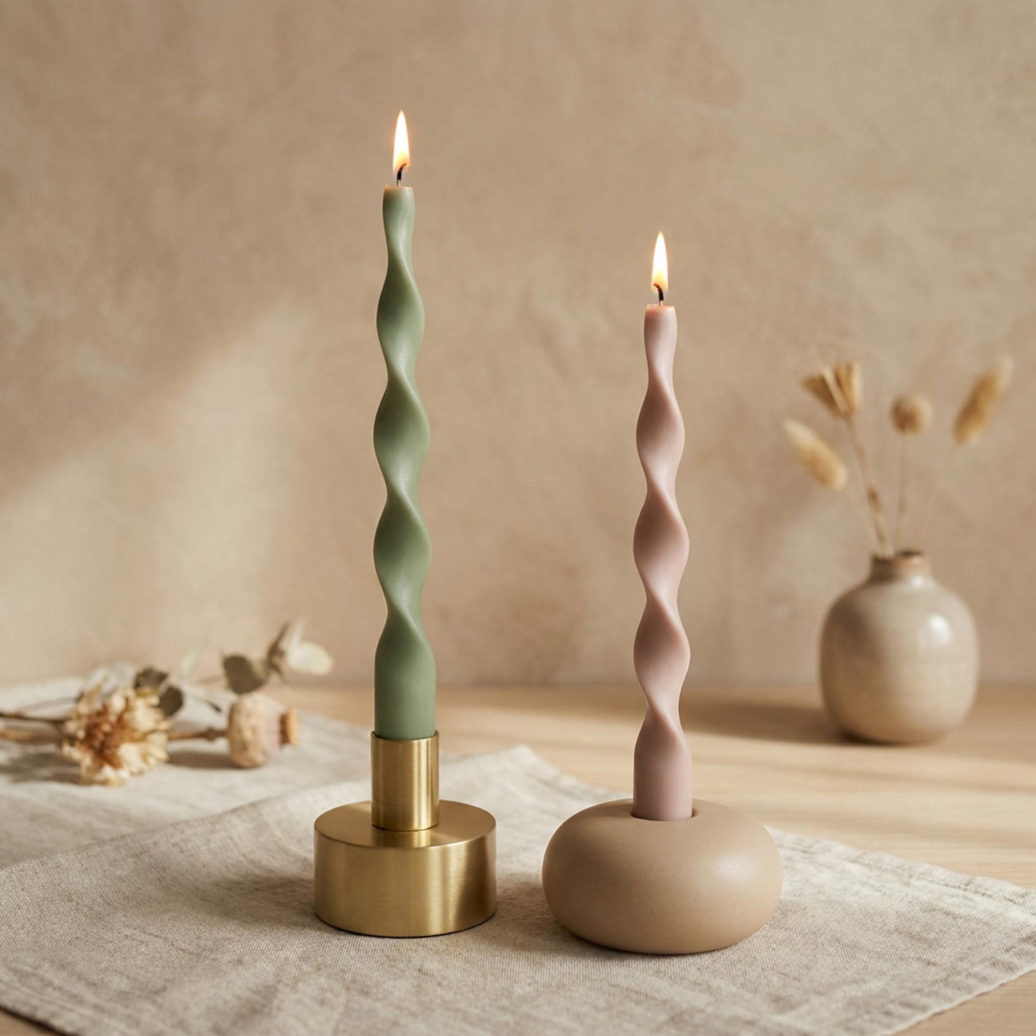Twisted Taper Candle, Modern Sculptural Candle