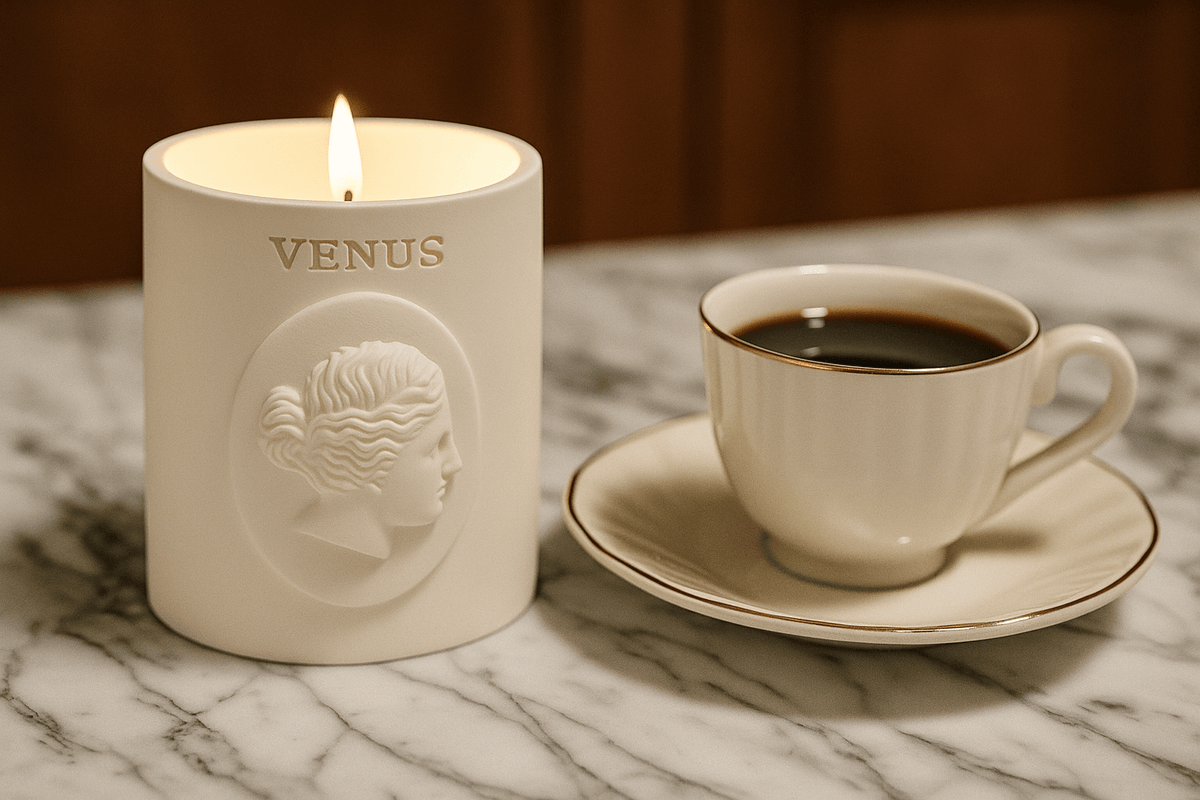 Venus Scented Candle soy wax candle — close-up detail